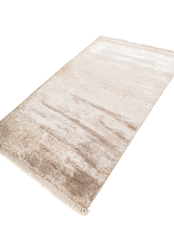 aprezo beige and brown wool and bamboo silk hand knotted Rug - FoldShot aprezo beige and brown wool and bamboo silk hand knotted Rug - FoldShot