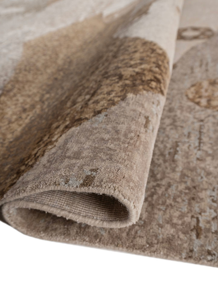 whispers of the desert ivory wool and bamboo silk hand knotted Rug - FoldShot