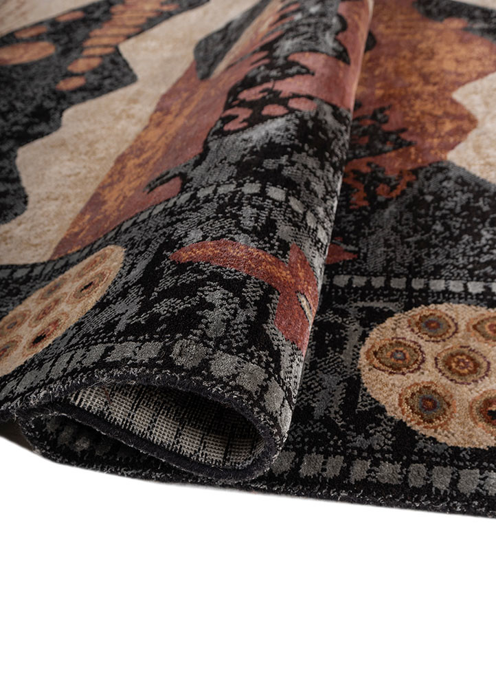 whispers of the desert beige and brown wool and bamboo silk hand knotted Rug - FoldShot