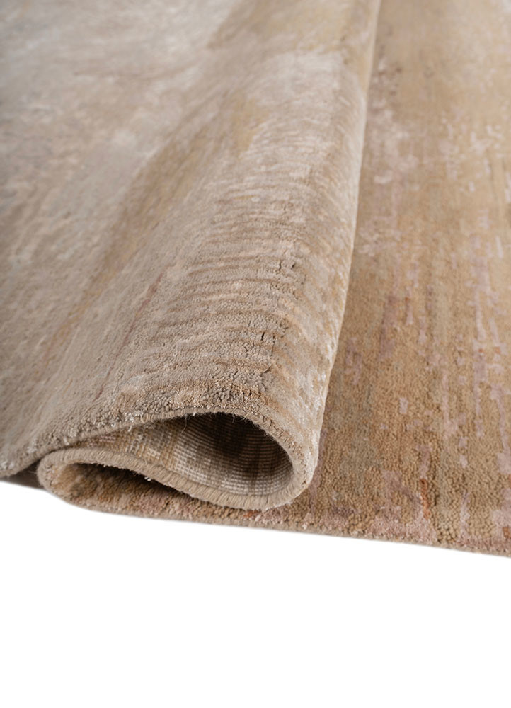 whispers of the desert beige and brown wool and bamboo silk hand knotted Rug - FoldShot