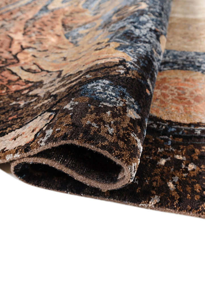 whispers of the desert blue wool and bamboo silk hand knotted Rug - FoldShot