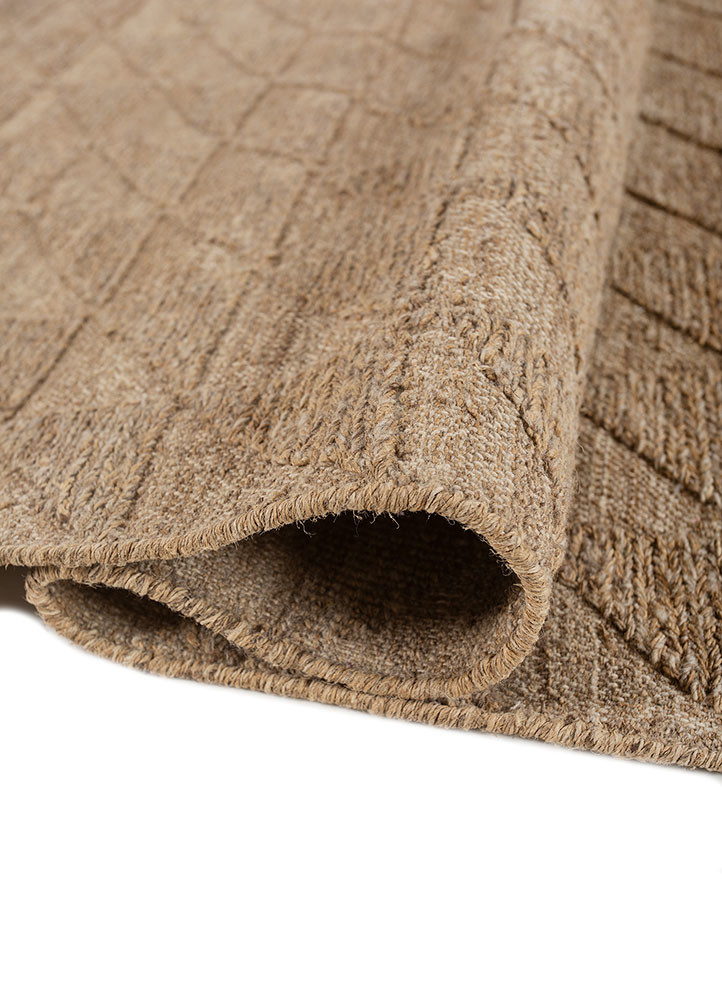 hula beige and brown wool hand knotted Rug - FoldShot