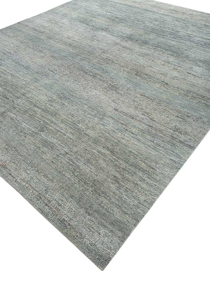 blythe blue afghan wool and jute hand knotted Rug - FoldShot