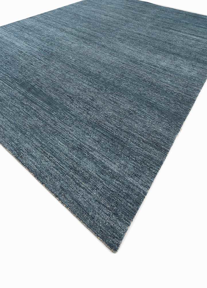 blythe blue afghan wool and jute hand knotted Rug - FoldShot