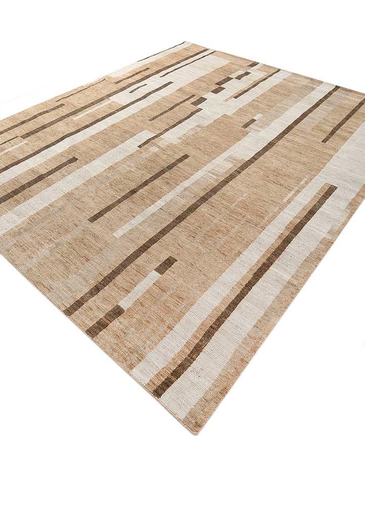 blythe beige and brown wool hand knotted Rug - FoldShot