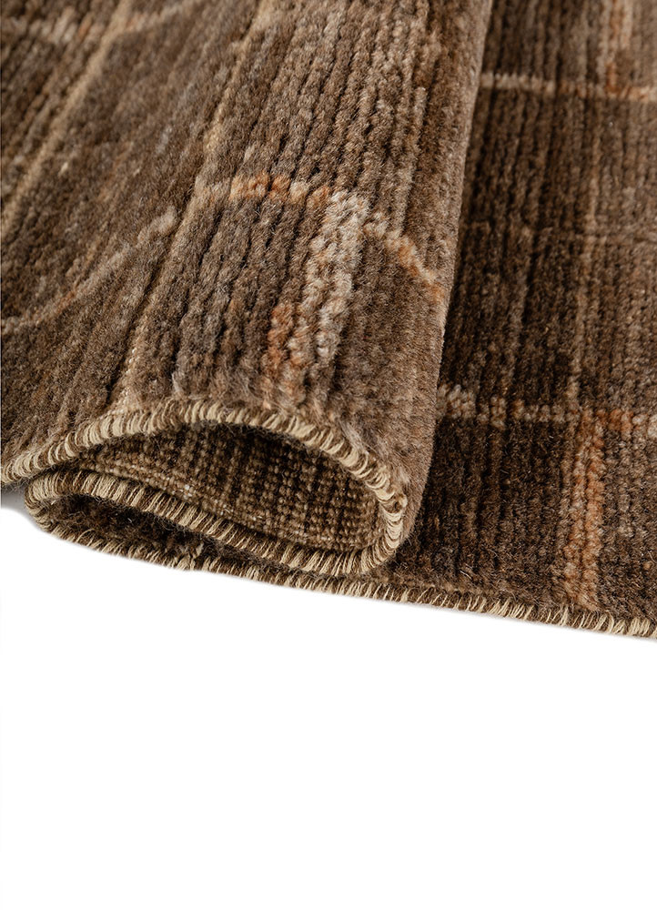 zuri beige and brown wool hand knotted Rug - FoldShot