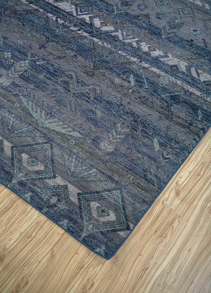 thyme blue wool hand knotted Rug - FoldShot thyme blue wool hand knotted Rug - FoldShot