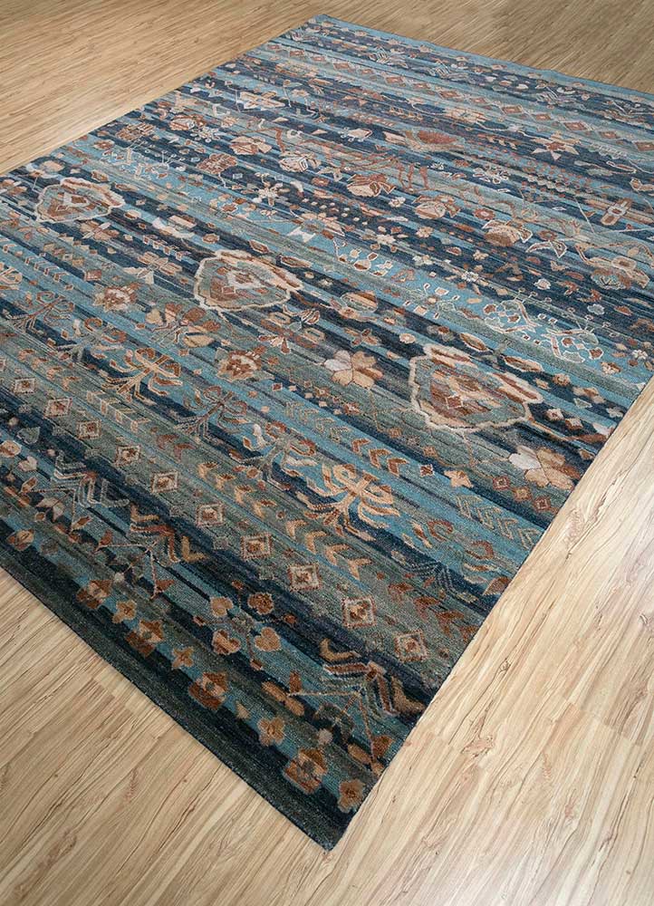 viscaya blue wool hand knotted Rug - FoldShot viscaya blue wool hand knotted Rug - FoldShot