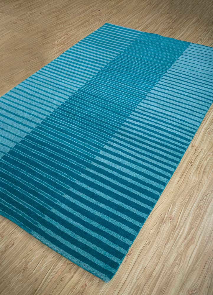 clan blue wool hand knotted Rug - FoldShot