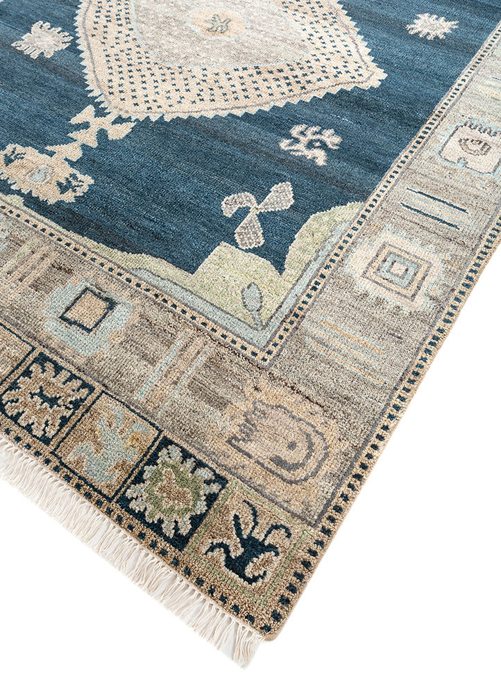 thyme blue wool hand knotted Rug - FoldShot thyme blue wool hand knotted Rug - FoldShot