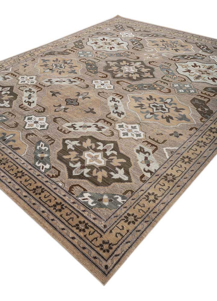 erbe beige and brown wool hand knotted Rug - FoldShot erbe beige and brown wool hand knotted Rug - FoldShot