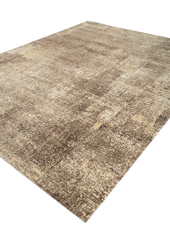 uvenuti beige and brown wool hand knotted Rug - FoldShot