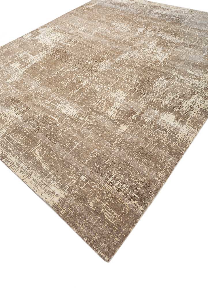 uvenuti beige and brown wool hand knotted Rug - FoldShot