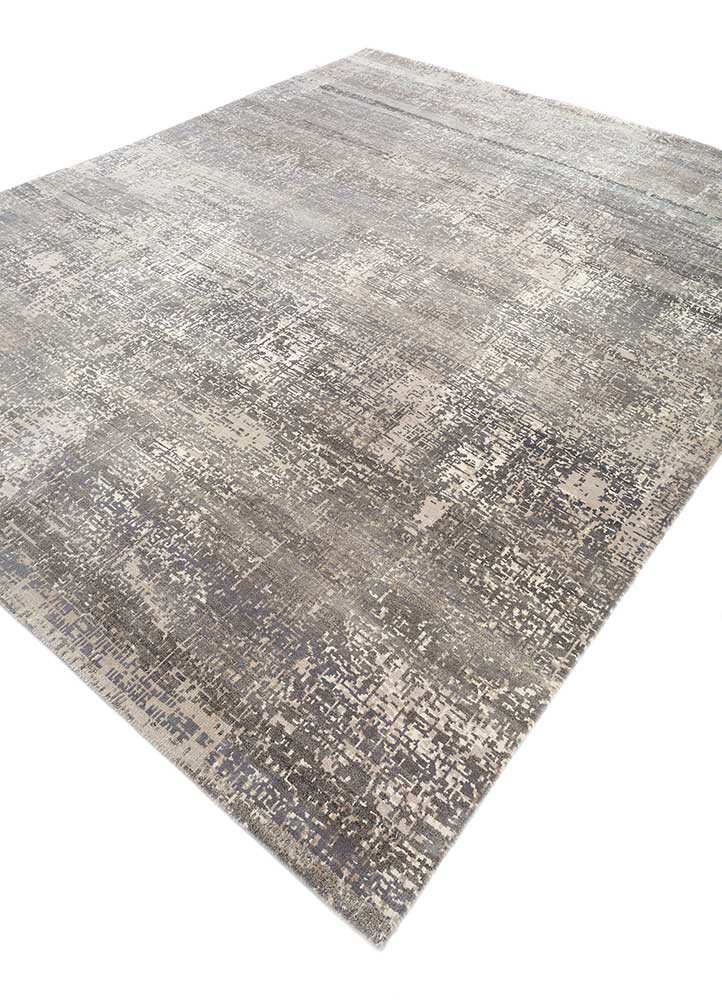 uvenuti grey and black wool hand knotted Rug - FoldShot