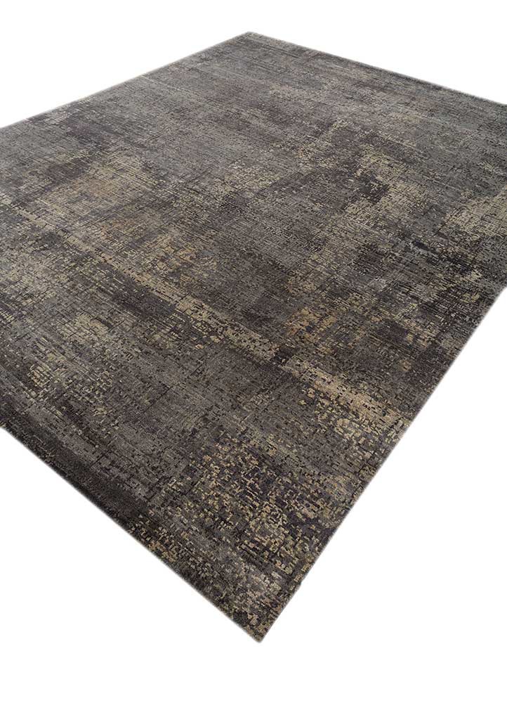 uvenuti grey and black wool hand knotted Rug - FoldShot