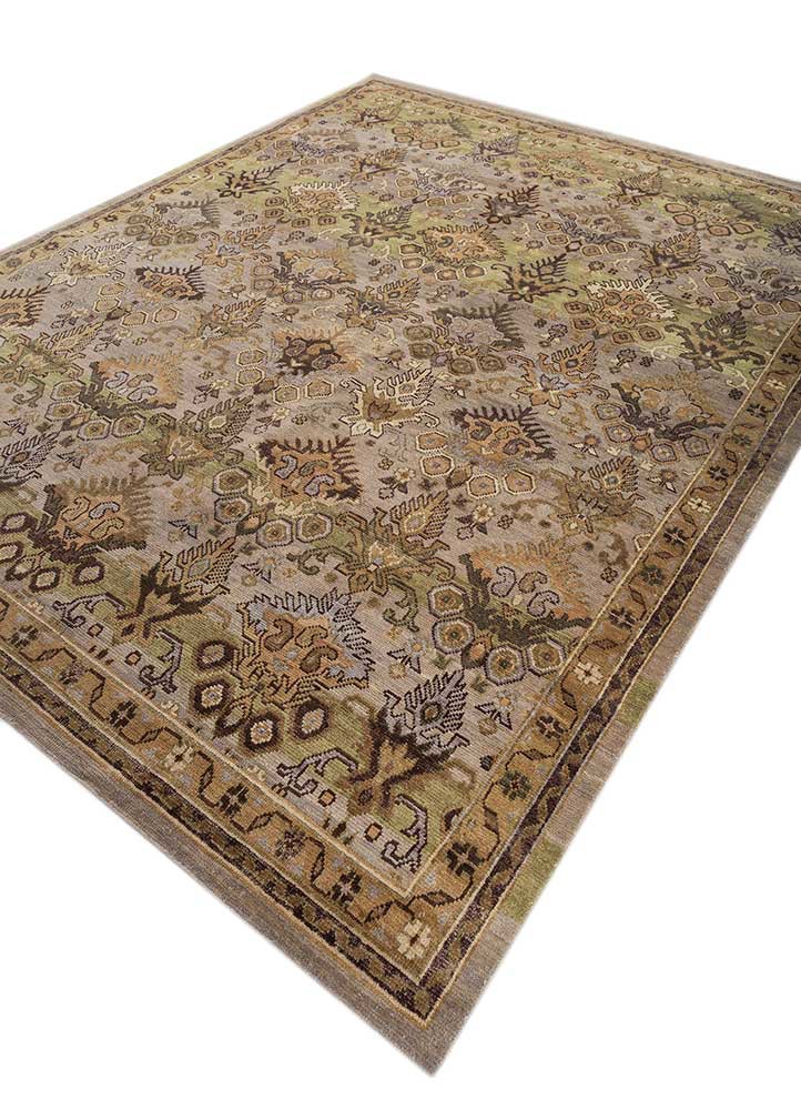erbe beige and brown wool hand knotted Rug - FoldShot