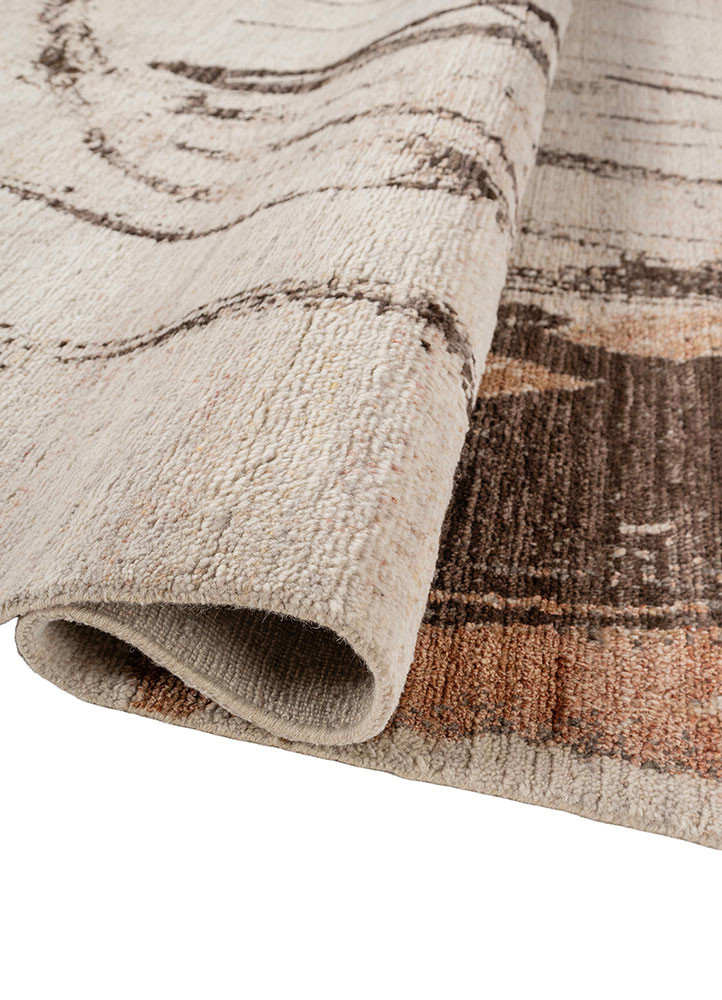 aprezo ivory wool hand knotted Rug - FoldShot