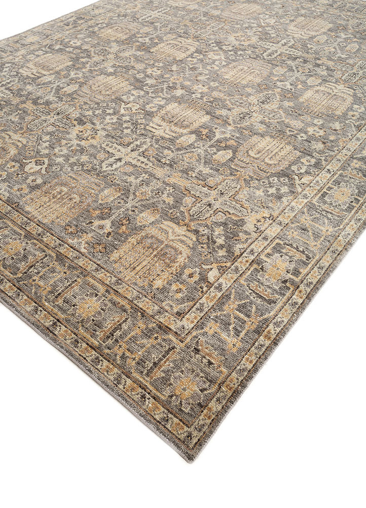 erbe grey and black wool hand knotted Rug - FoldShot erbe grey and black wool hand knotted Rug - FoldShot