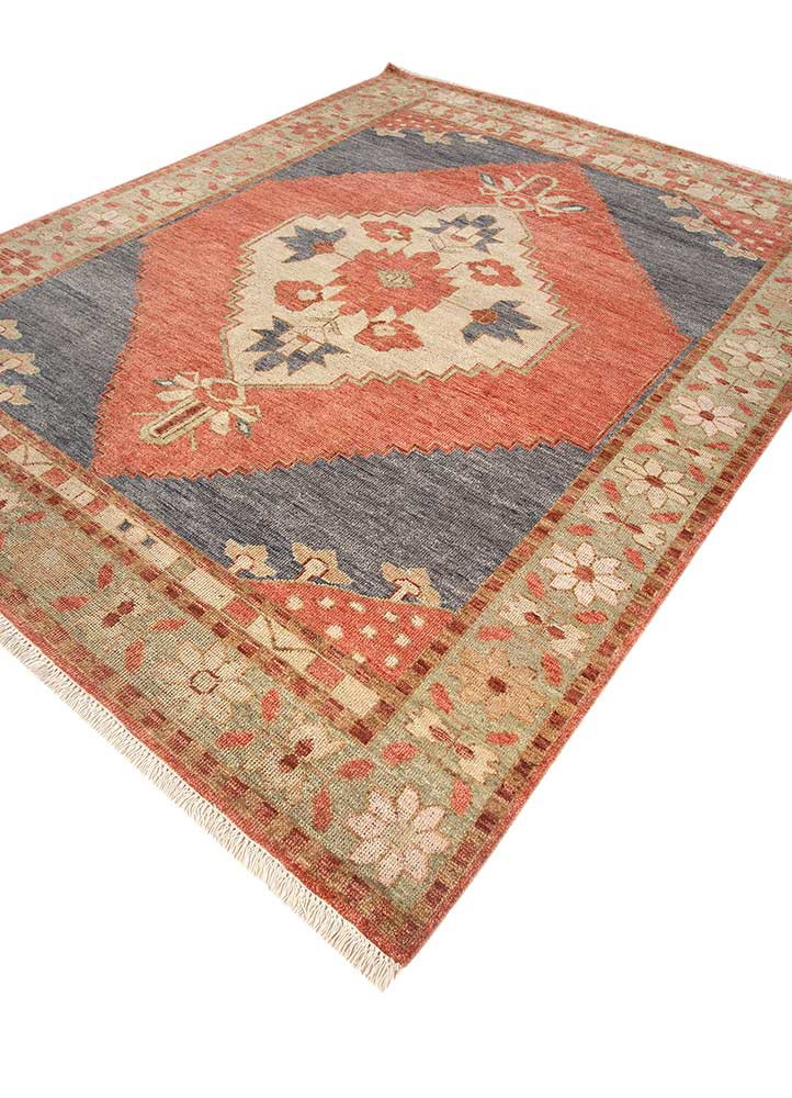 erbe blue wool hand knotted Rug - FoldShot erbe blue wool hand knotted Rug - FoldShot