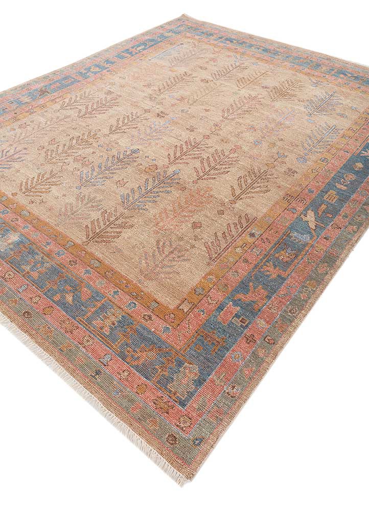 erbe beige and brown wool hand knotted Rug - FoldShot erbe beige and brown wool hand knotted Rug - FoldShot