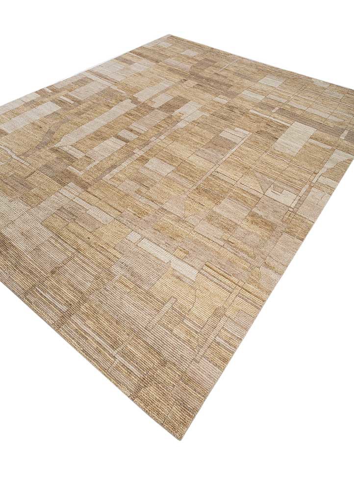 erbe beige and brown wool hand knotted Rug - FoldShot