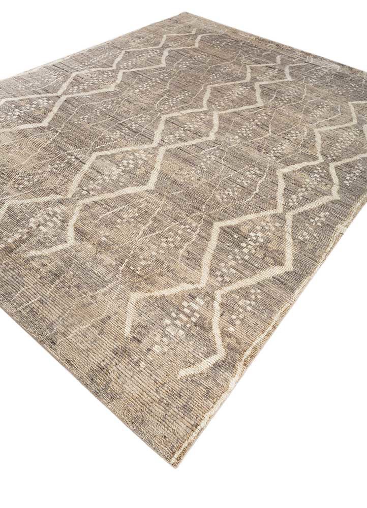 manifest beige and brown wool hand knotted Rug - FoldShot