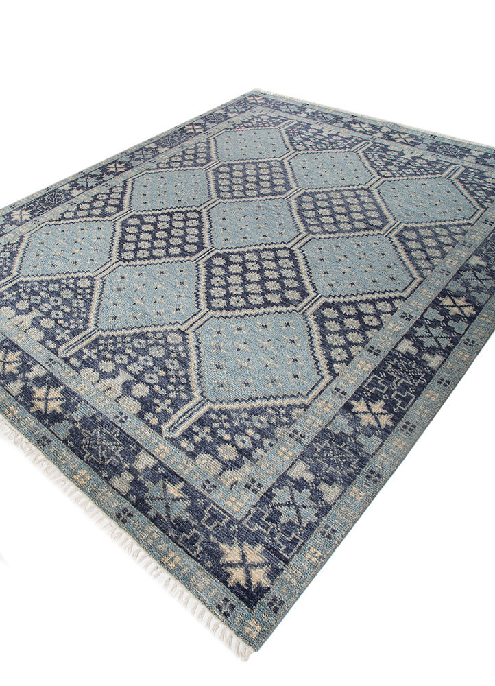 erbe blue wool hand knotted Rug - FoldShot