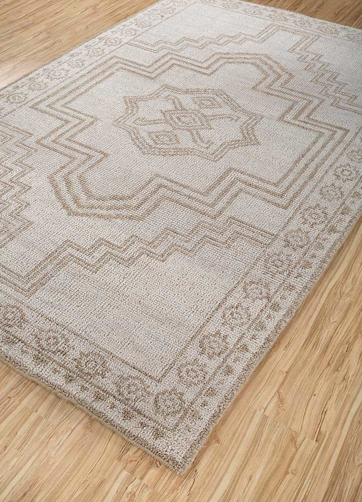 thyme beige and brown wool hand knotted Rug - FoldShot thyme beige and brown wool hand knotted Rug - FoldShot