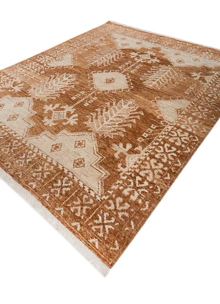 erbe beige and brown wool hand knotted Rug - FoldShot erbe beige and brown wool hand knotted Rug - FoldShot