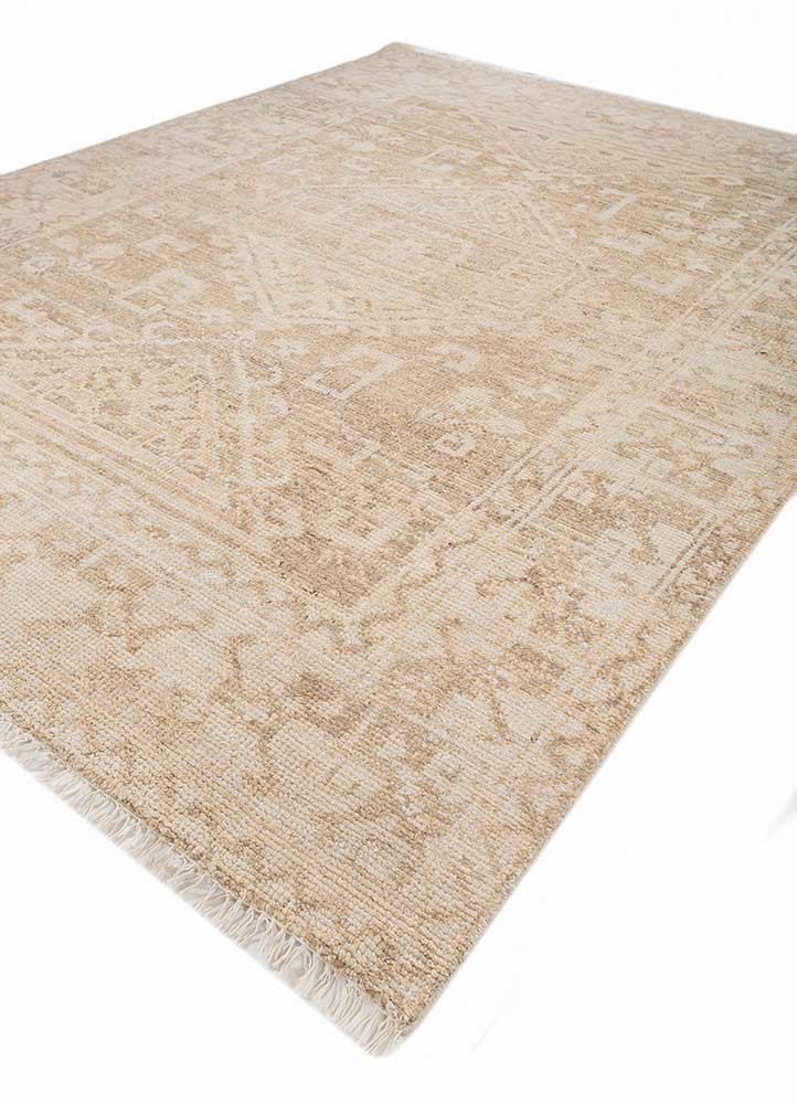erbe beige and brown wool hand knotted Rug - FoldShot erbe beige and brown wool hand knotted Rug - FoldShot