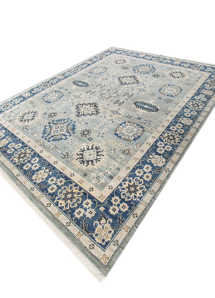 erbe blue wool hand knotted Rug - FoldShot erbe blue wool hand knotted Rug - FoldShot