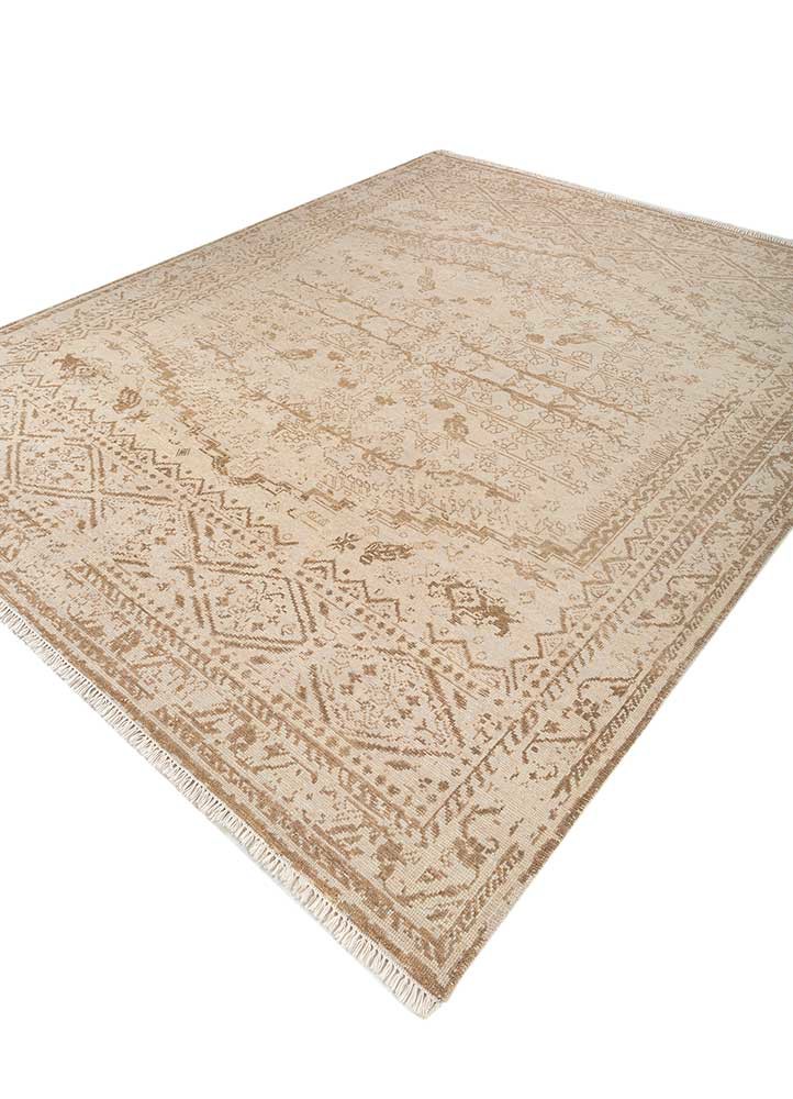 erbe beige and brown wool hand knotted Rug - FoldShot erbe beige and brown wool hand knotted Rug - FoldShot