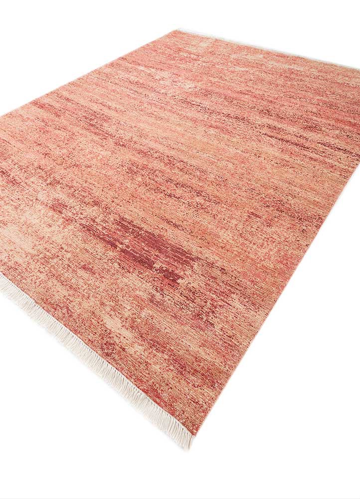 afterglow by kavi red and orange wool hand knotted Rug - FoldShot