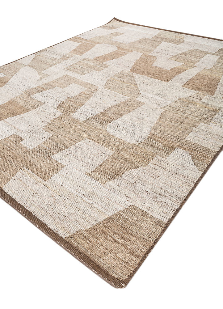 entropy beige and brown wool hand knotted Rug - FoldShot entropy beige and brown wool hand knotted Rug - FoldShot