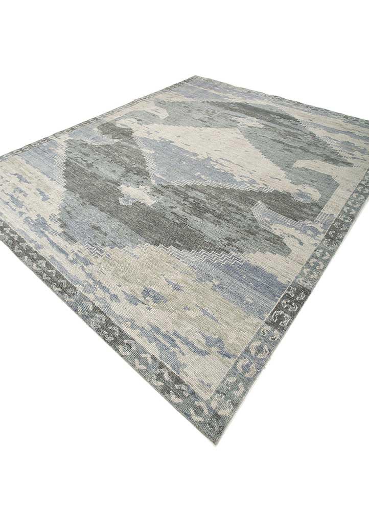 thyme blue wool hand knotted Rug - FoldShot