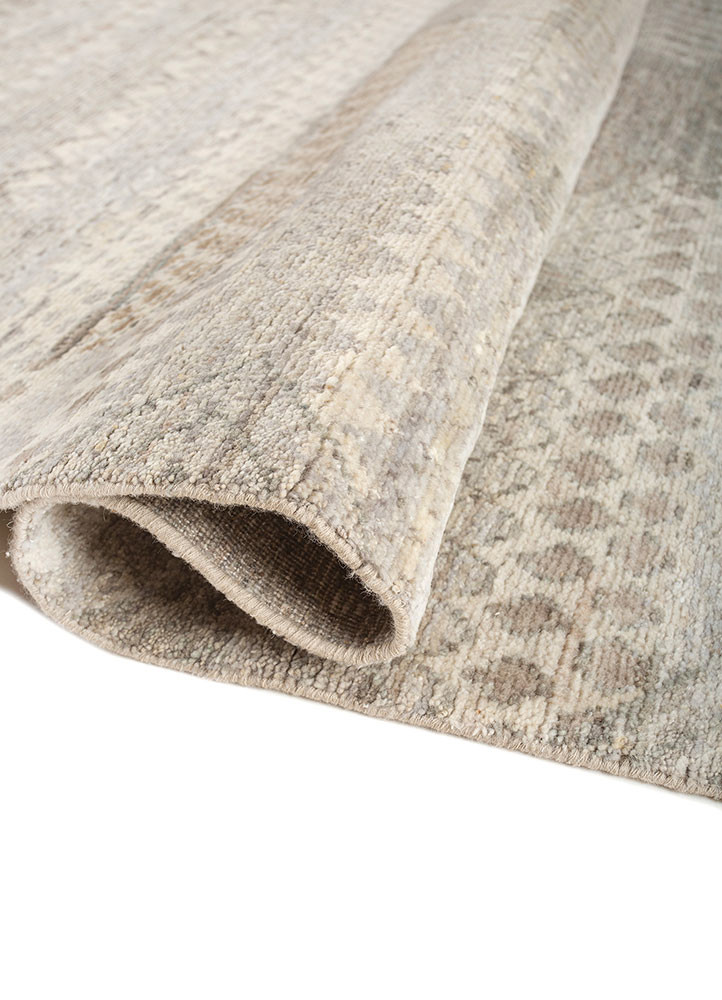 erbe beige and brown wool hand knotted Rug - FoldShot erbe beige and brown wool hand knotted Rug - FoldShot