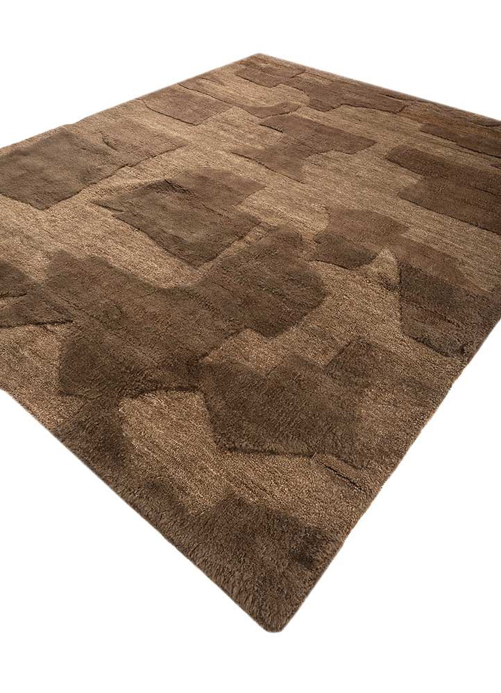 zuri beige and brown wool hand knotted Rug - FoldShot
