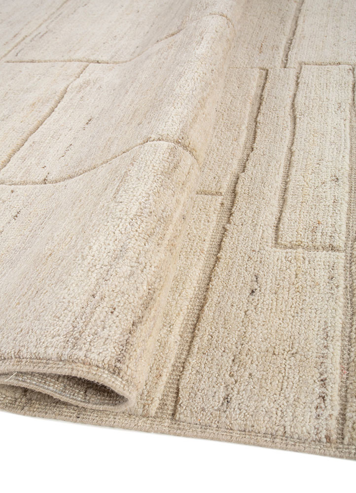 zuri ivory wool hand knotted Rug - FoldShot