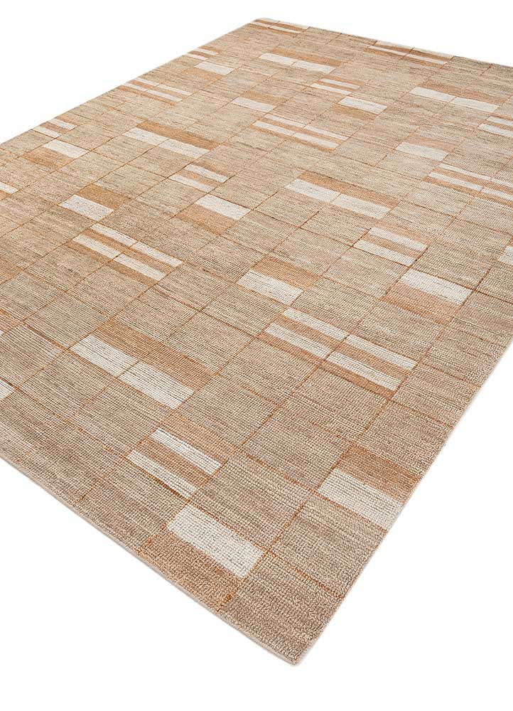 blythe beige and brown wool hand knotted Rug - FoldShot