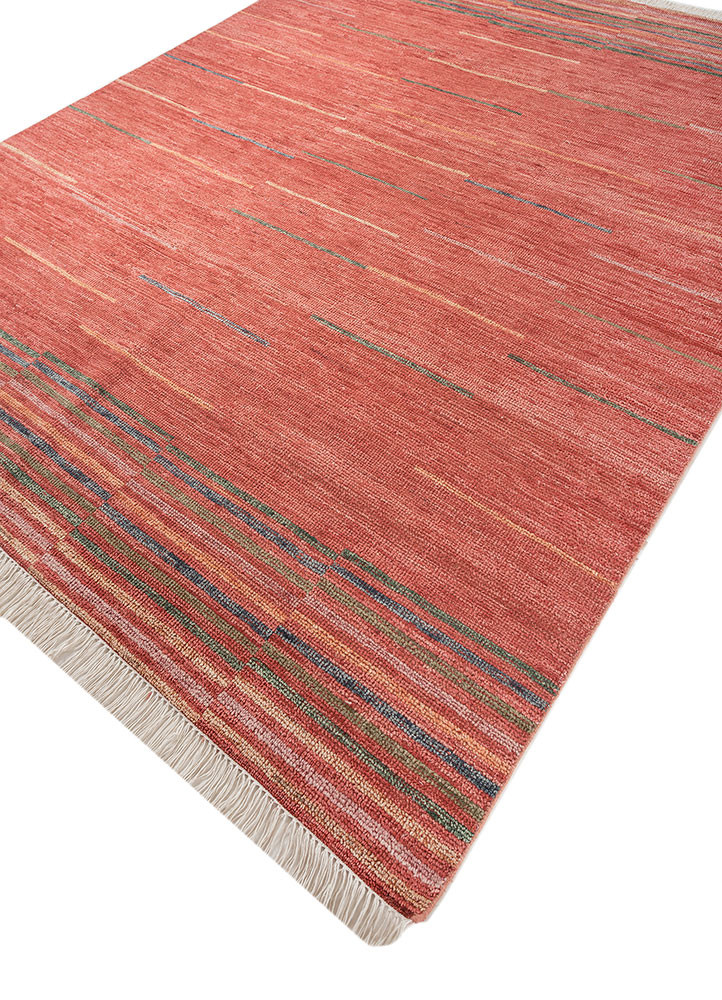 blythe red and orange wool hand knotted Rug - FoldShot