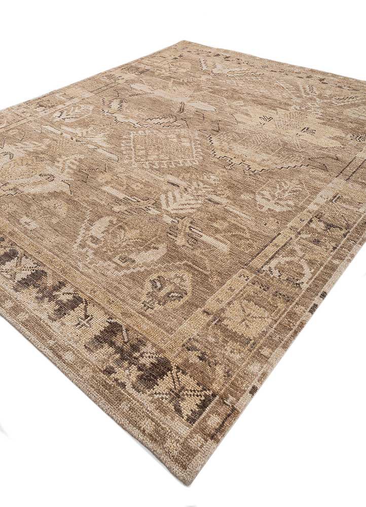 viscaya beige and brown wool hand knotted Rug - FoldShot
