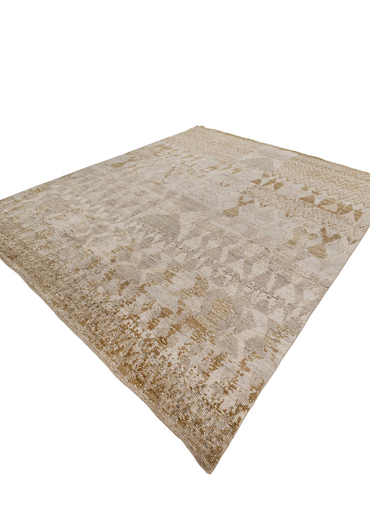 thyme beige and brown wool hand knotted Rug - FoldShot thyme beige and brown wool hand knotted Rug - FoldShot