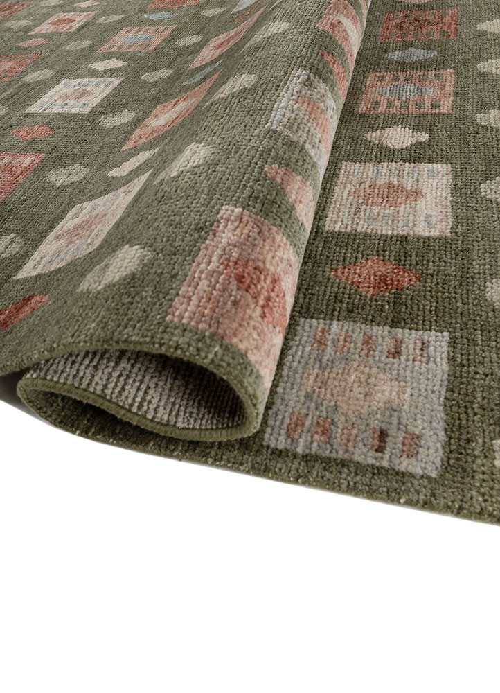 thyme green wool hand knotted Rug - FoldShot