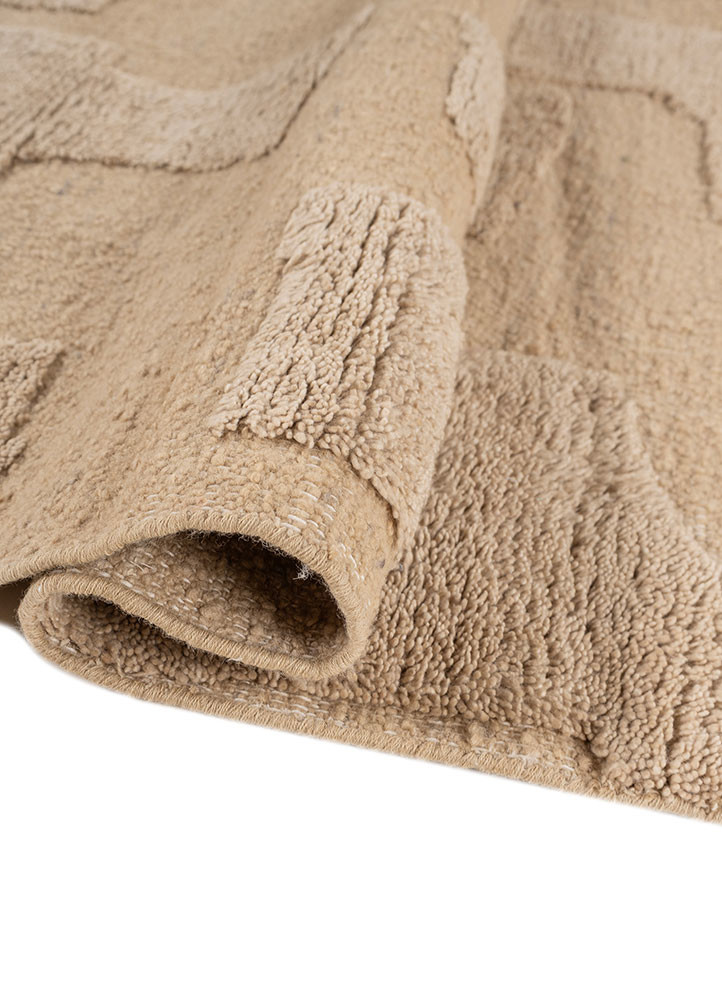 aprezo beige and brown wool hand knotted Rug - FoldShot