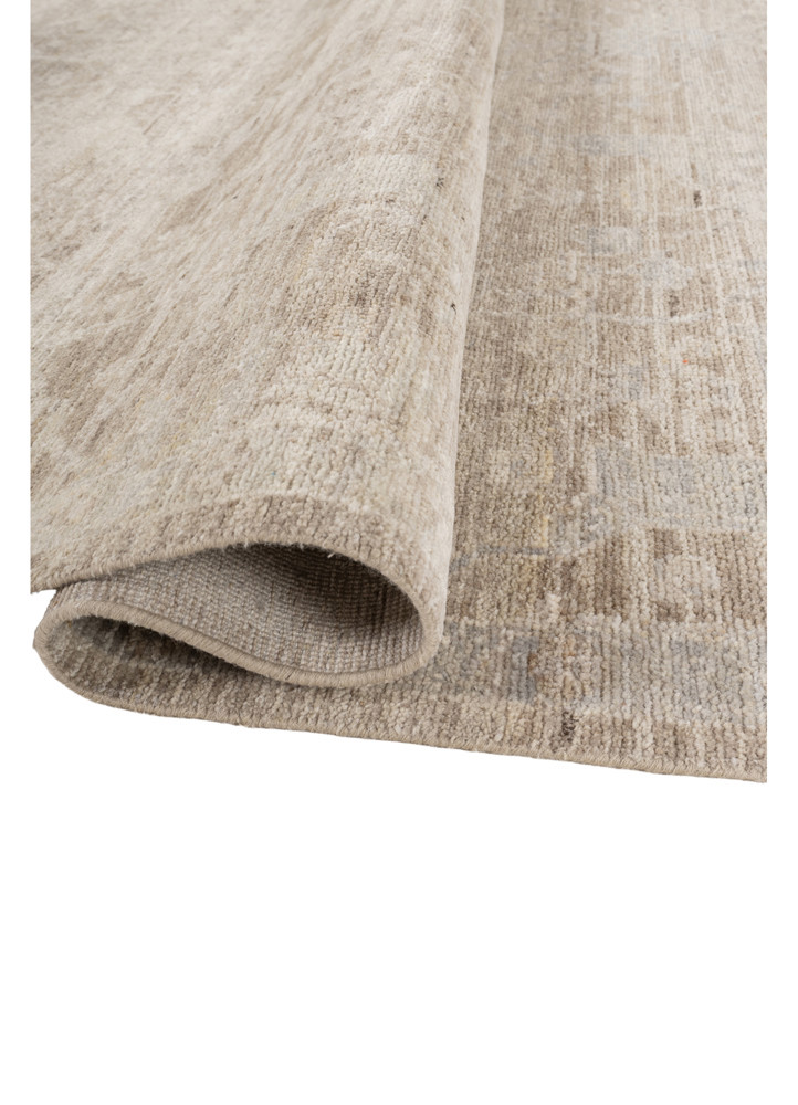 aprezo beige and brown wool hand knotted Rug - FoldShot aprezo beige and brown wool hand knotted Rug - FoldShot