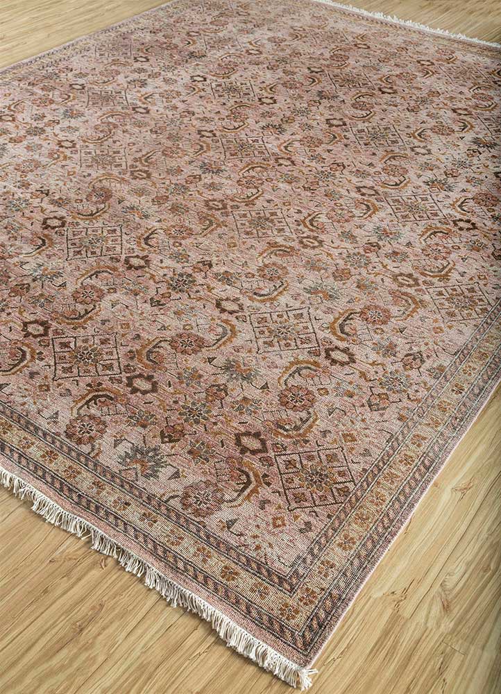 someplace in time red and orange afghan wool hand knotted Rug - FoldShot