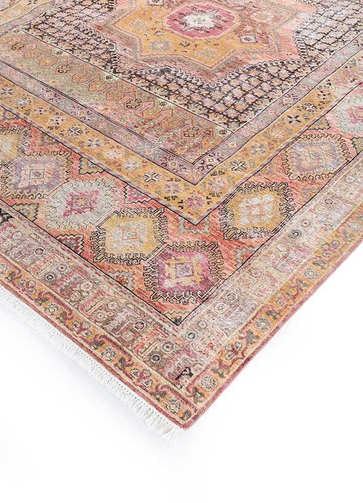 erbe red and orange afghan wool hand knotted Rug - FoldShot