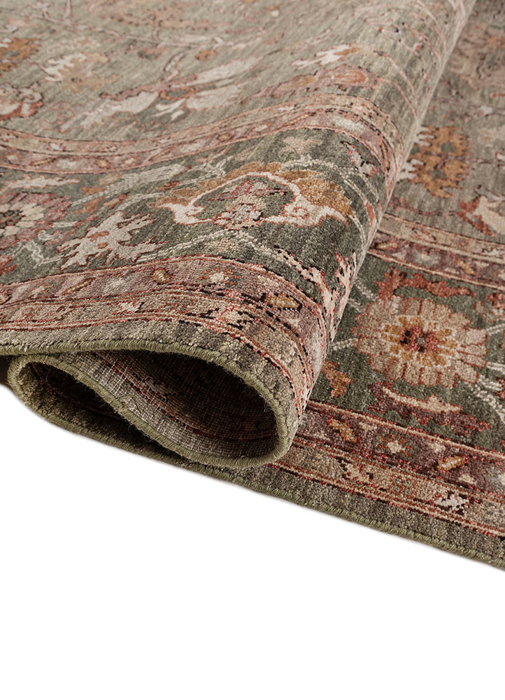 erbe green wool hand knotted Rug - FoldShot