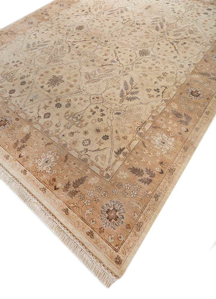far east beige and brown wool hand knotted Rug - FoldShot far east beige and brown wool hand knotted Rug - FoldShot