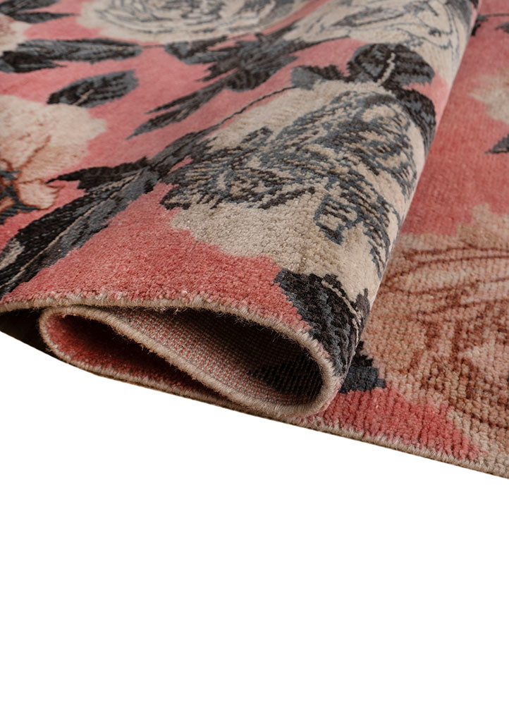 aprezo pink wool hand knotted Rug - FoldShot aprezo pink wool hand knotted Rug - FoldShot